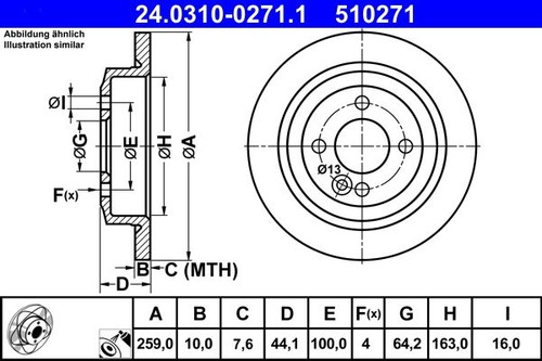 Brake disc ate 0310 - disc, 24.0310-0271.1